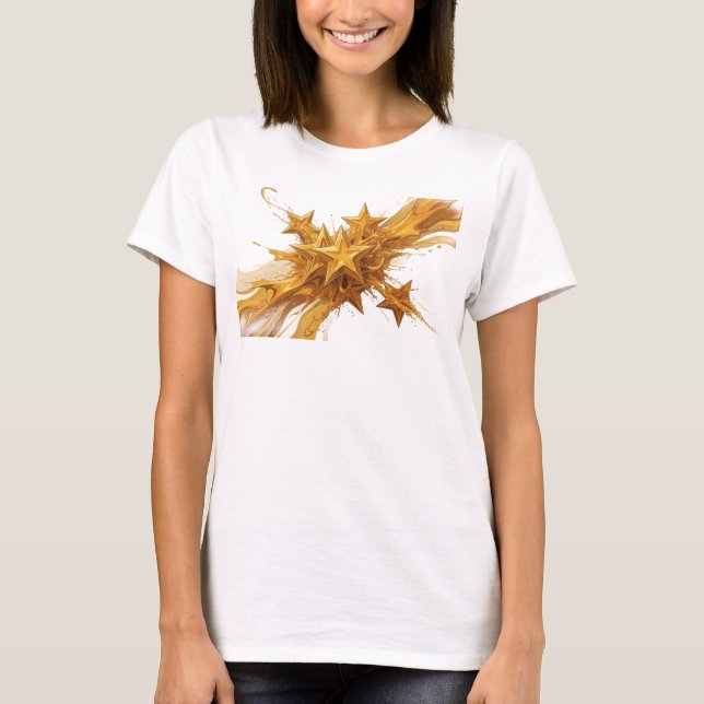 Fängslande Orange Abstrakt Stjärnor Grafisk Design T Shirt (Framsida)