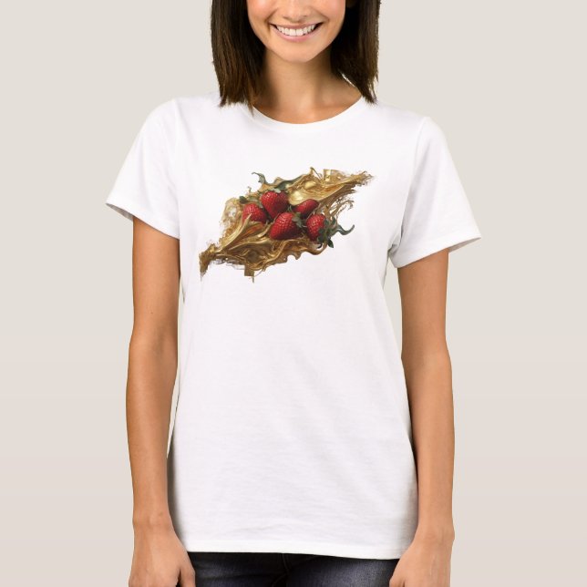 Fängslande röda abstrakta jordgubbar t shirt (Framsida)