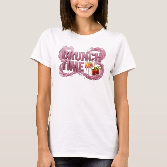 Fängslande Rosa BRUNCH TIME Grafisk T-shirt (Framsida)