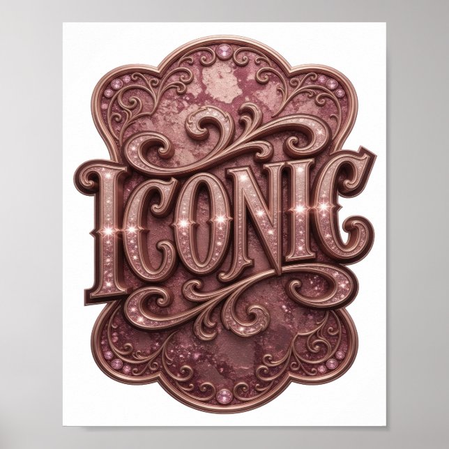 Fängslande Rosa ICONIC Statement Design Poster (Framsidan)