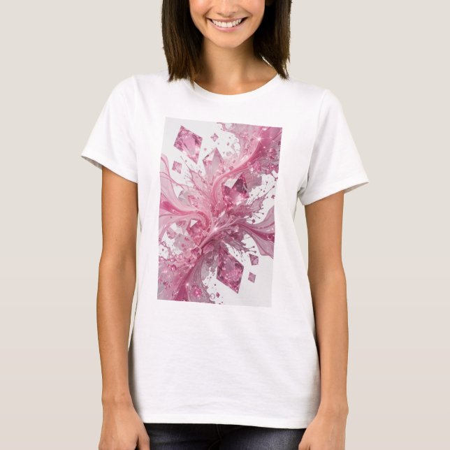 Fängslande Rosa ROSA DIAMANT OCH GLITTER Bärbar Ko T Shirt (Framsida)