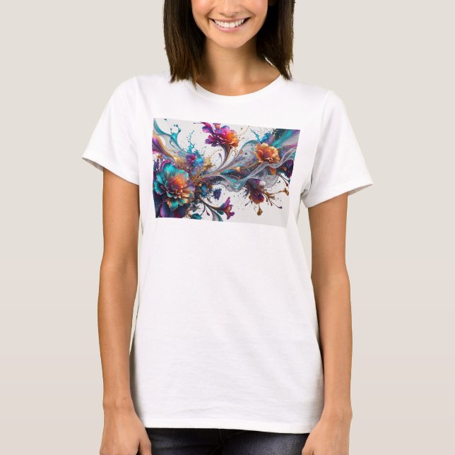 Fängslande silver ABSTRAKT KONST Design T Shirt (Framsida)