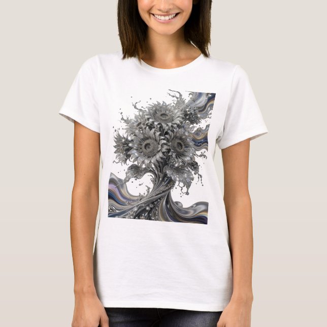 Fängslande Silver ABSTRAKT KONST Statement T-shirt (Framsida)