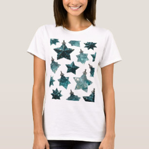 Fängslande silver BLÅ STJÄRNA PRYDNADER Anpassad T Shirt