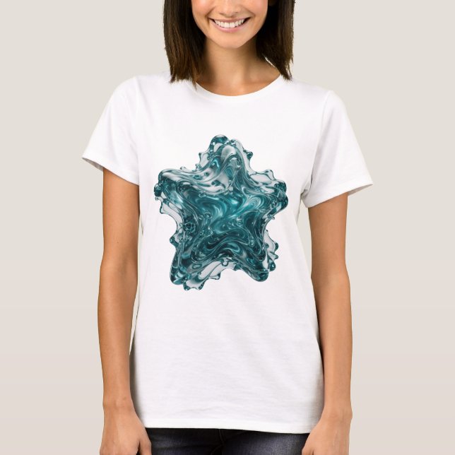 Fängslande Silver BLÅ STJÄRNA Textdesign T Shirt (Framsida)