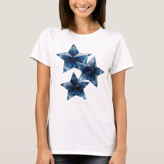 Fängslande silver BLÅ STJÄRNOR Grafisk design T Shirt (Framsida)