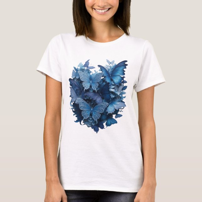 Fängslande silver FJÄRILSBLOMMOR skjortdesign T Shirt (Framsida)
