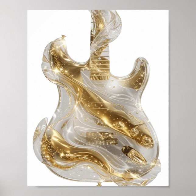 Fängslande Silver GULD ELEKTRISK GITARR Poster (Framsidan)