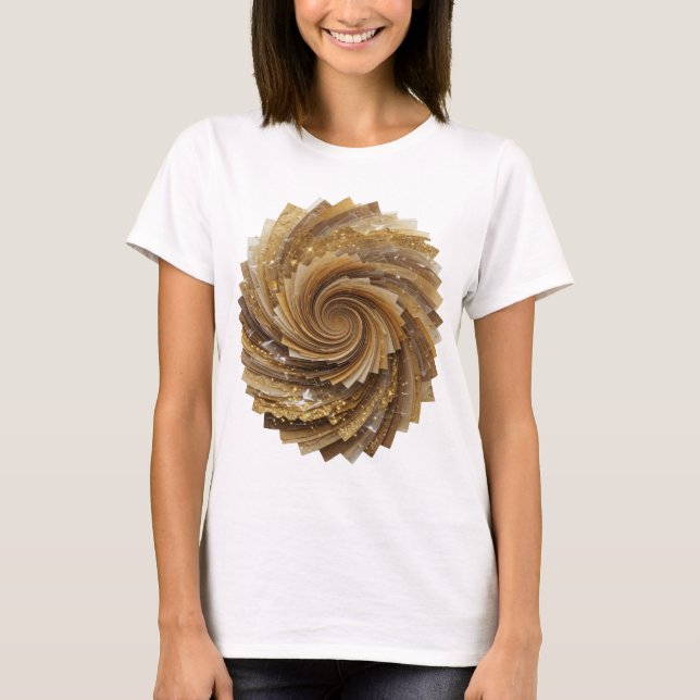 Fängslande Silver GYLLENE SPIRAL Fet Design T Shirt (Framsida)