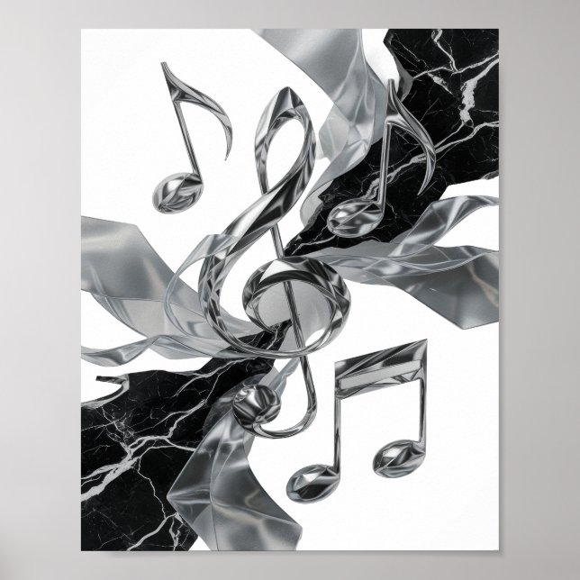 Fängslande Silver MUSIK I RÖRELSE Anpassad design Poster (Framsidan)
