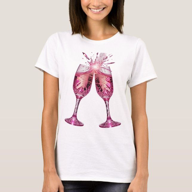 Fängslande Silver RÖDA CHAMPAGNEGLAS Custom T-shir T Shirt (Framsida)