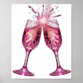 Fängslande Silver RÖDA CHAMPAGNEGLAS Poster