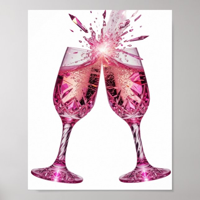 Fängslande Silver RÖDA CHAMPAGNEGLAS Poster (Framsidan)