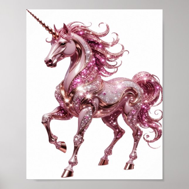 Fängslande silver-UNICORN-design Poster (Framsidan)
