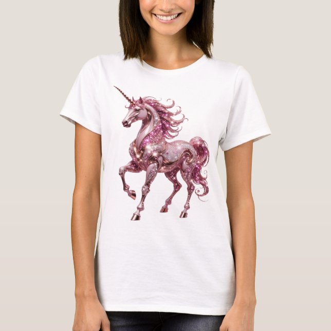 Fängslande silver UNICORN-design T Shirt (Framsida)