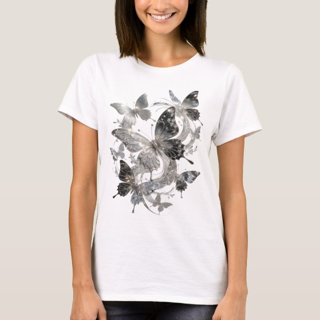 Fängslande silverfjärilar i shirt design t (Framsida)
