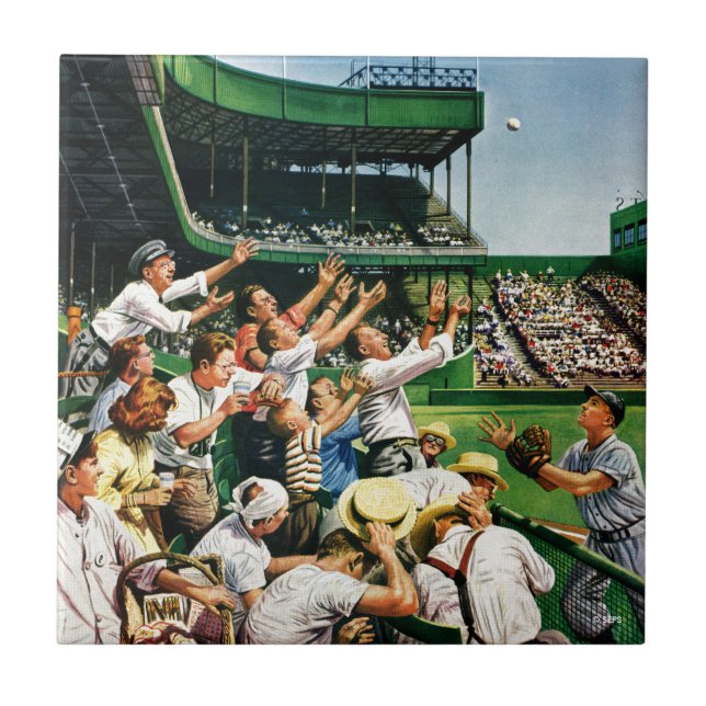 Fångst hemma Springa Boll Kakelplatta (Framsidan)