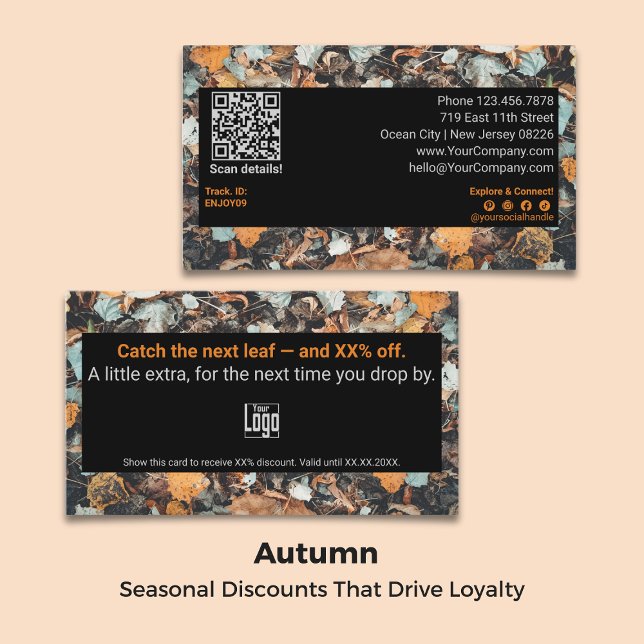 Fångst nästa Löv - och XX% utanför Säsong hösten Rabattkort (Catch The Next Leaf - And XX% Off Seasonal Autumn Discount Card)