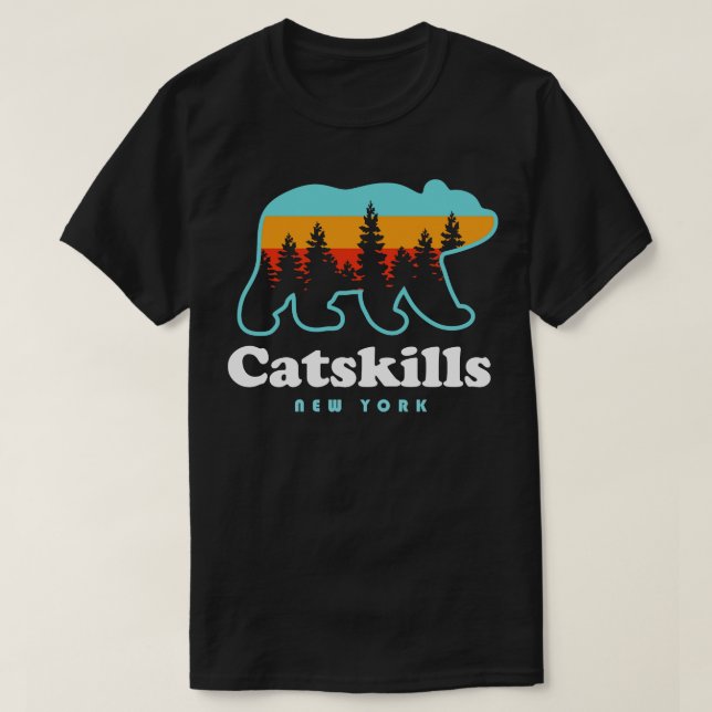 Fångst NY Bear Camping Hiking Mountains New Yor T Shirt (Design framsida)