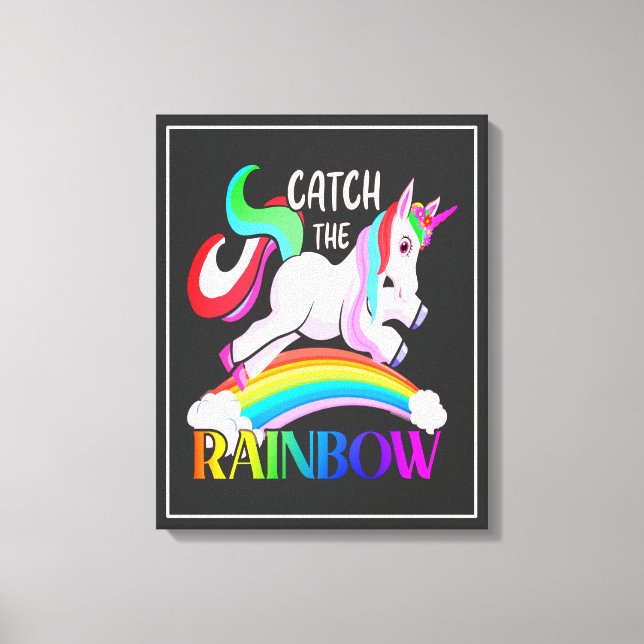 Fångst regnbåge - Unicorn-15989 Canvastryck (Framsida)
