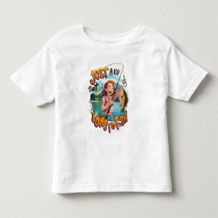 Fångst: Unga flickor med fisk och fiske T Shirt
