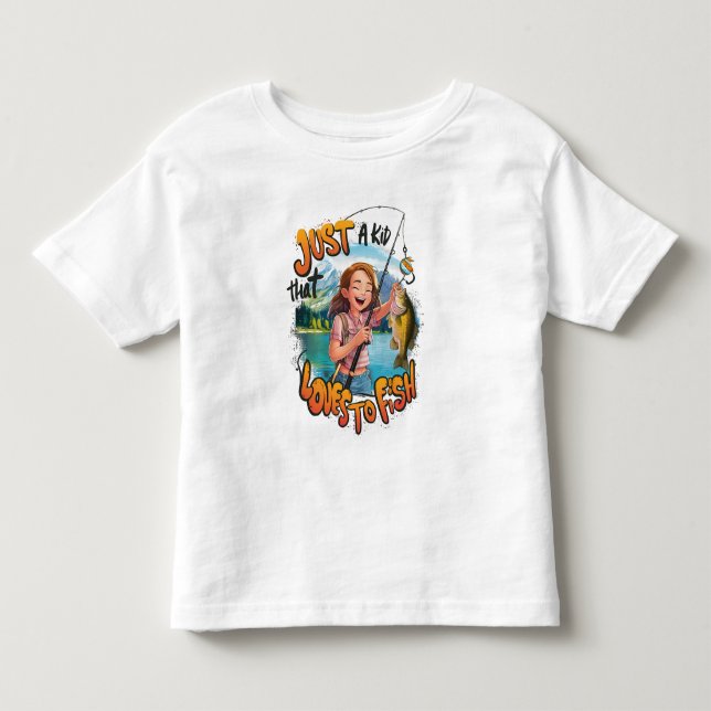 Fångst: Unga flickor med fisk och fiske T Shirt (Framsida)
