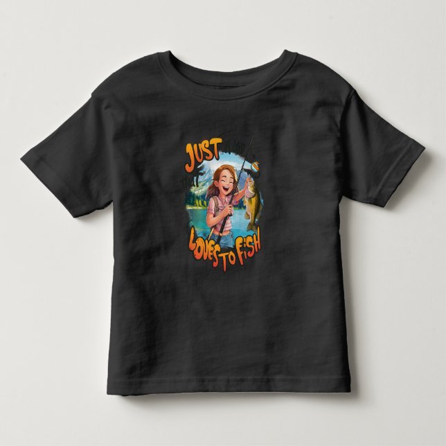 Fångst: Unga flickor med fisk och fiske T Shirt (Framsida)