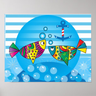 Fångstdesign för nautisk Abstrakt Poster