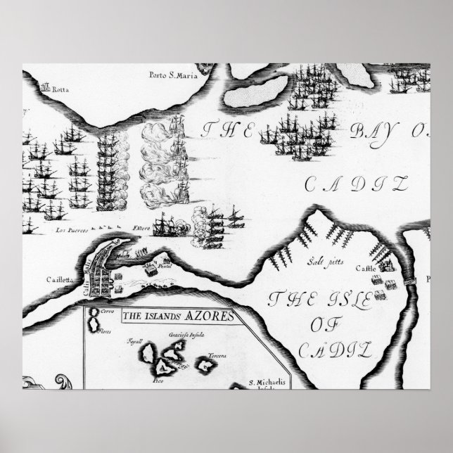 Fångsten i Cádiz 1596 (Engrave) Poster (Framsidan)