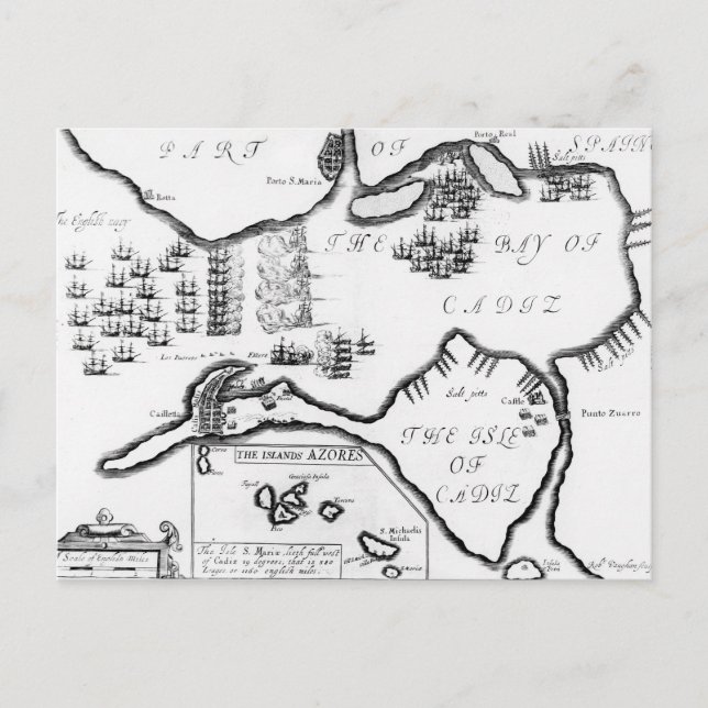 Fångsten i Cádiz 1596 (Engrave) Vykort (Framsida)