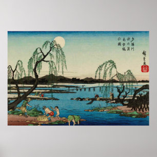 Fångster av sötfisk Tama Floden Utagawa Hiroshige Poster