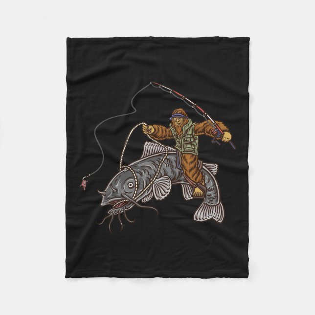 Fångstfiske Bigfoot jakt Fångfiskare 1 Fleecefilt (Framsidan)