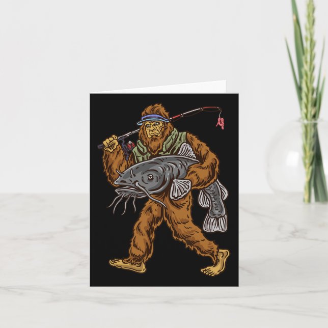 Fångstfiske Bigfoot jakt fiskare Kort (Framsida)