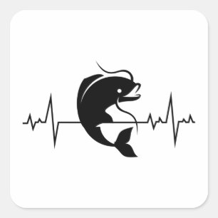 Fångstfiske Fiskfiskörtslag Pulse Fyrkantigt Klistermärke