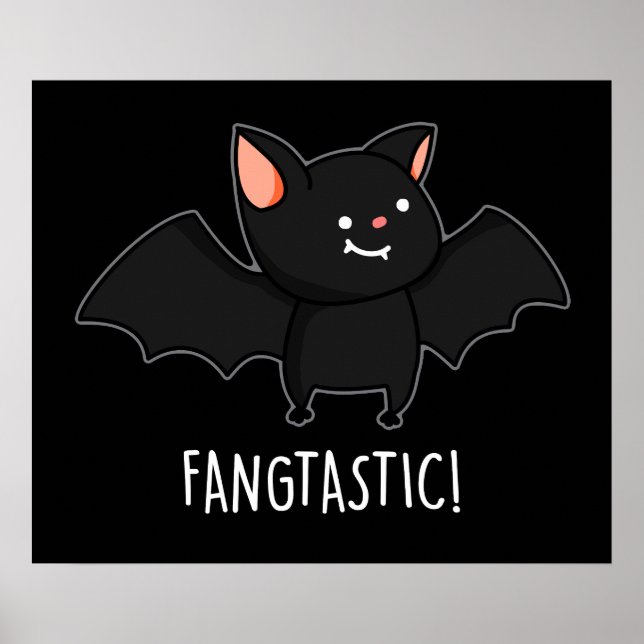 Fangtastic Funny Halloween Black Fladdermus Pun Mö Poster (Framsidan)