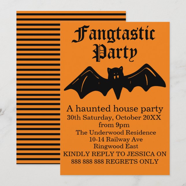FANGTASTIC HALLOWEEN FEST INBJUDNINGAR (Fram/baksida)
