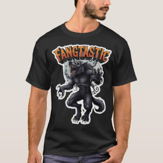 Fangtastic werewolf howling at moon sticker design t shirt