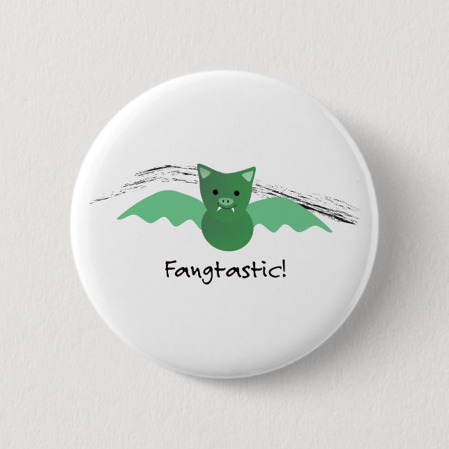 Fangtastisk Grönt Fladdermus Knapp (Framsida)