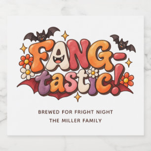 Fangtastisk Groovy Retro Halloweenfest Vampyr Ölflaska Etikett