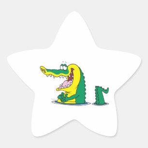 fånig alligator krokodile tecknade figurer stjärnformat klistermärke