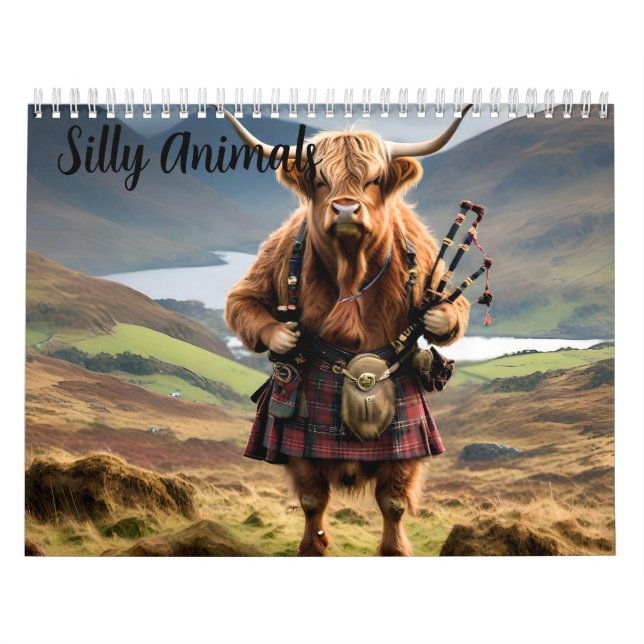 Fånig Animals Funny Giraffe Cow, Elephant Calendar Kalender (Omslag)