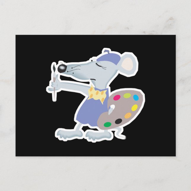 fånig artist-mus vykort (Framsida)