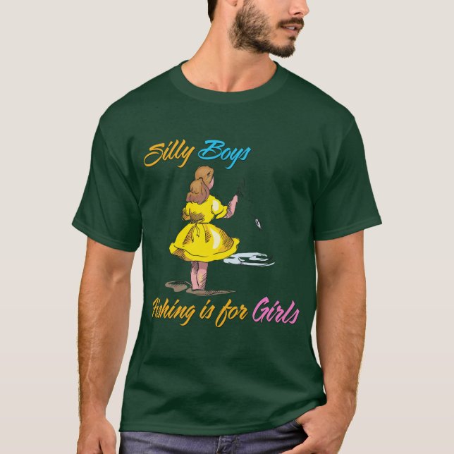 Fånig Boys Fishing är avsett för flickor T Shirt (Framsida)