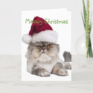 Fånig Cat med Santa Hat Helgkort