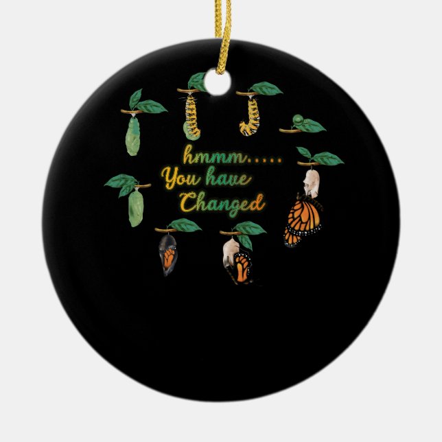 Fånig Caterpelare Monarch Butterfly Humor du har Julgransprydnad Keramik (Framsidan)