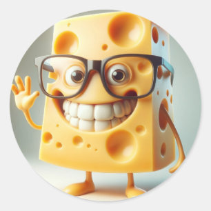 Fånig Cheese Man Stickers Runt Klistermärke