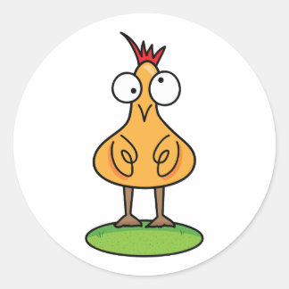 Fånig Chicken Sticker - Roligt Farm Animal Runt Klistermärke