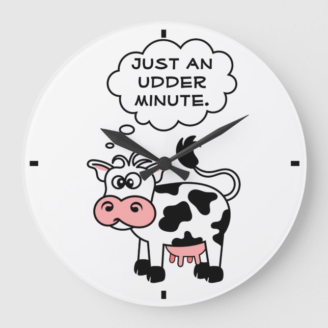 Fånig Cow bara en udderminut Land Stor Klocka (Framsida)