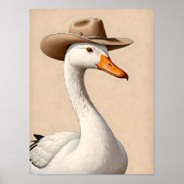 Fånig Cowboy Goose - Quirky Western Wall Art Poster
