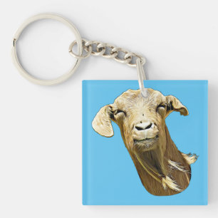 fånig Cute Goat Ansikte Farm Animal Art Art